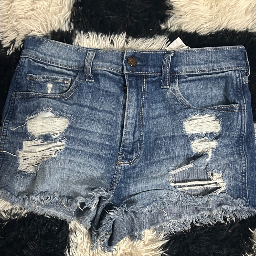 Hollister Blue Distressed Jean Shorts
